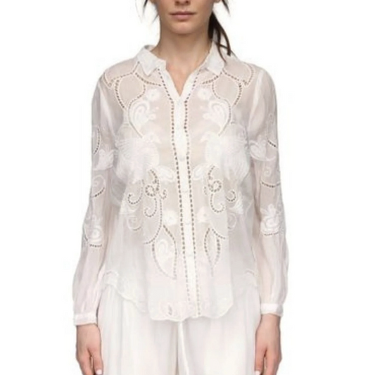 Johnny was Chryssie Camp Shirt - Roseann  Johnny Was Pisces Boutique