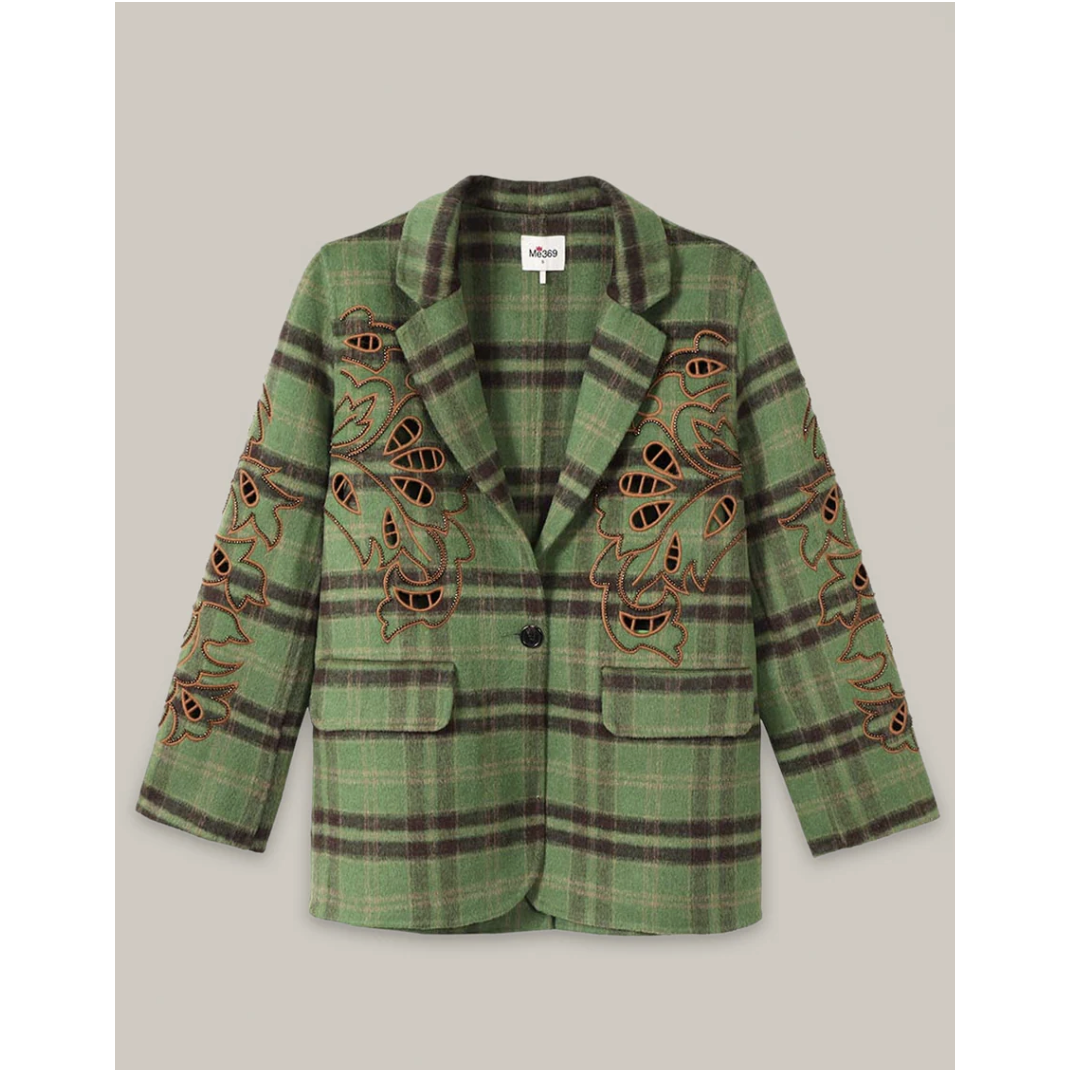 ME 369 Kinsley Emb Wool Jacket - Green  ME369 Pisces Boutique