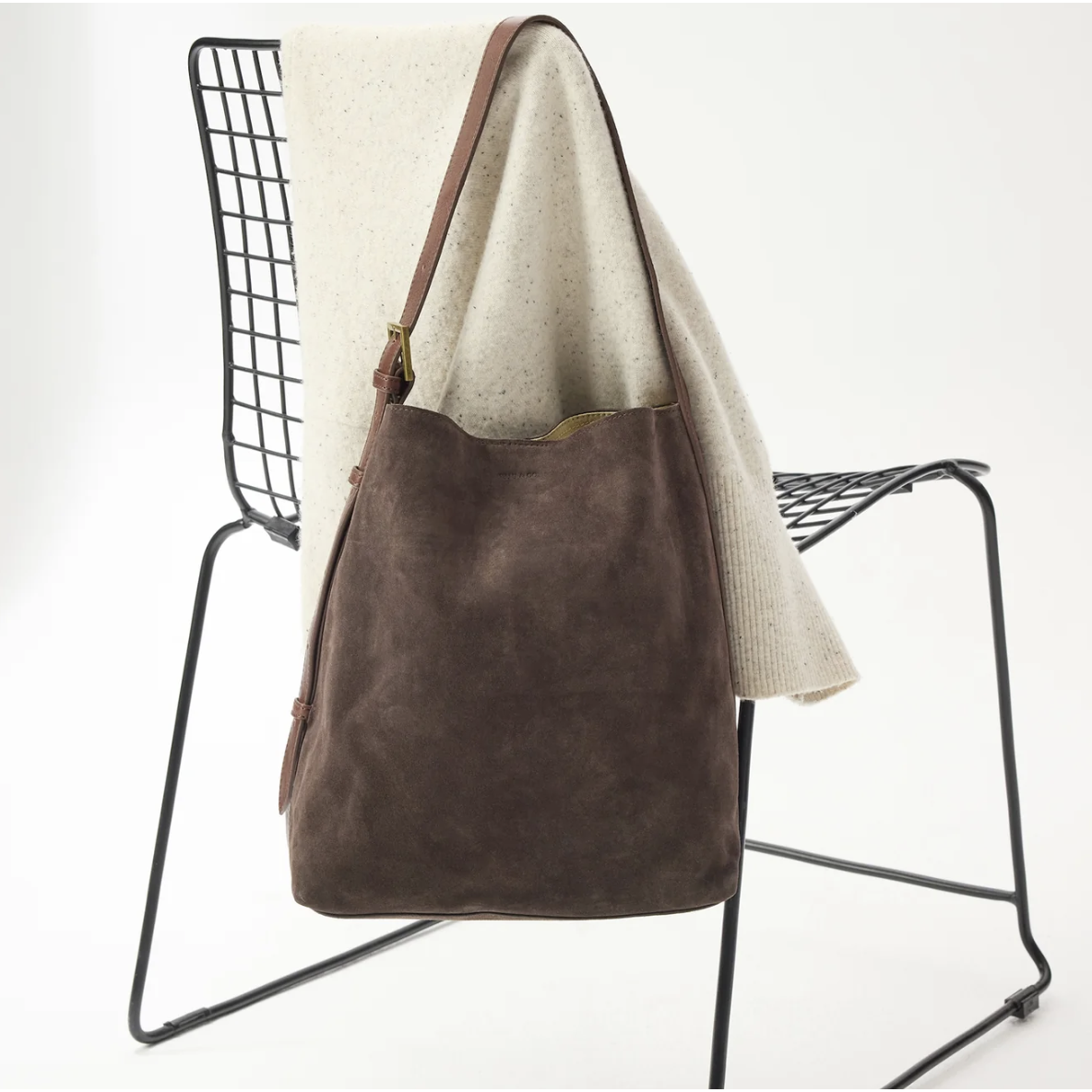 JuJu & Co Suede Cabas Tote - Chocolate