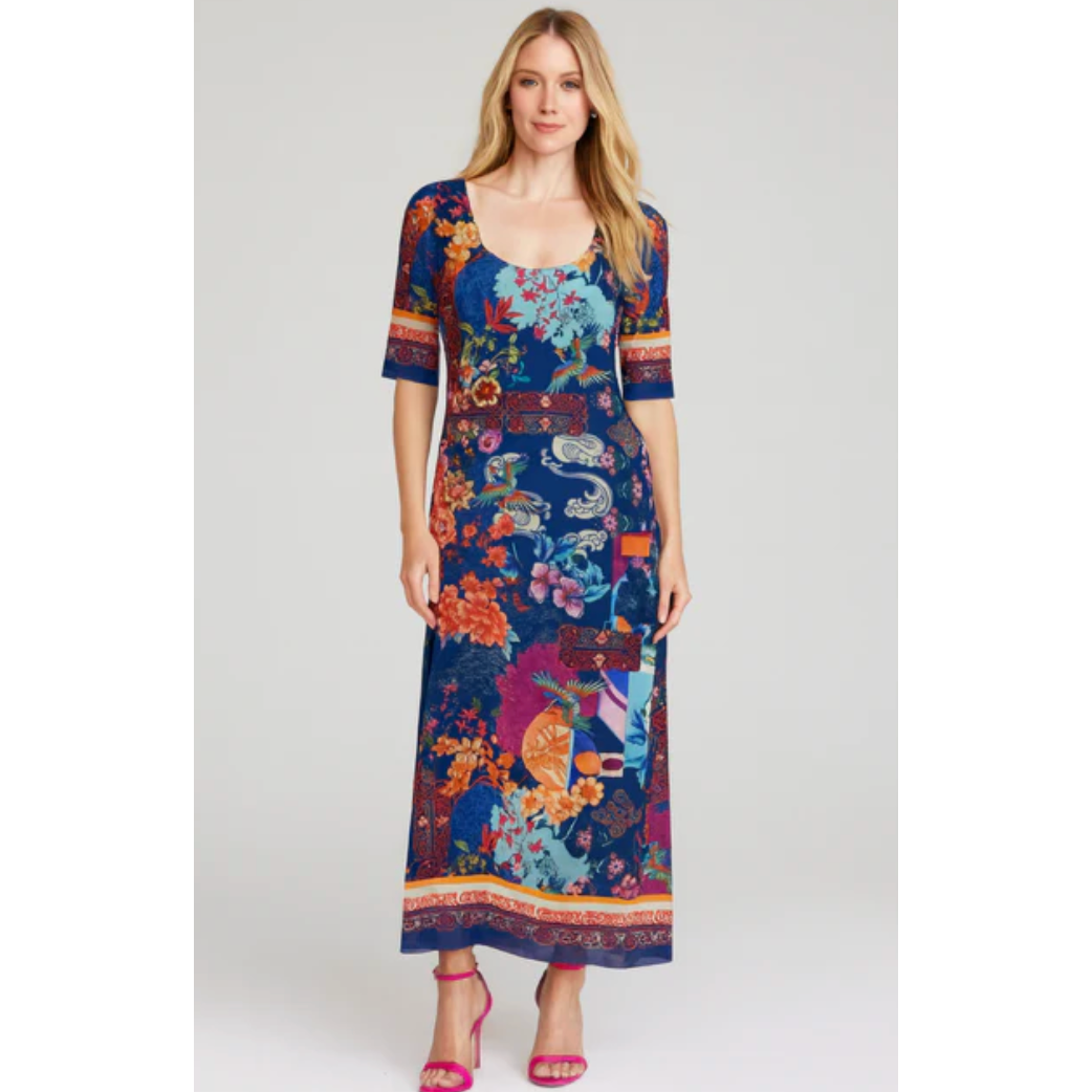 Johnny Was Maya Mesh Midi Dress - Dreamer Blu