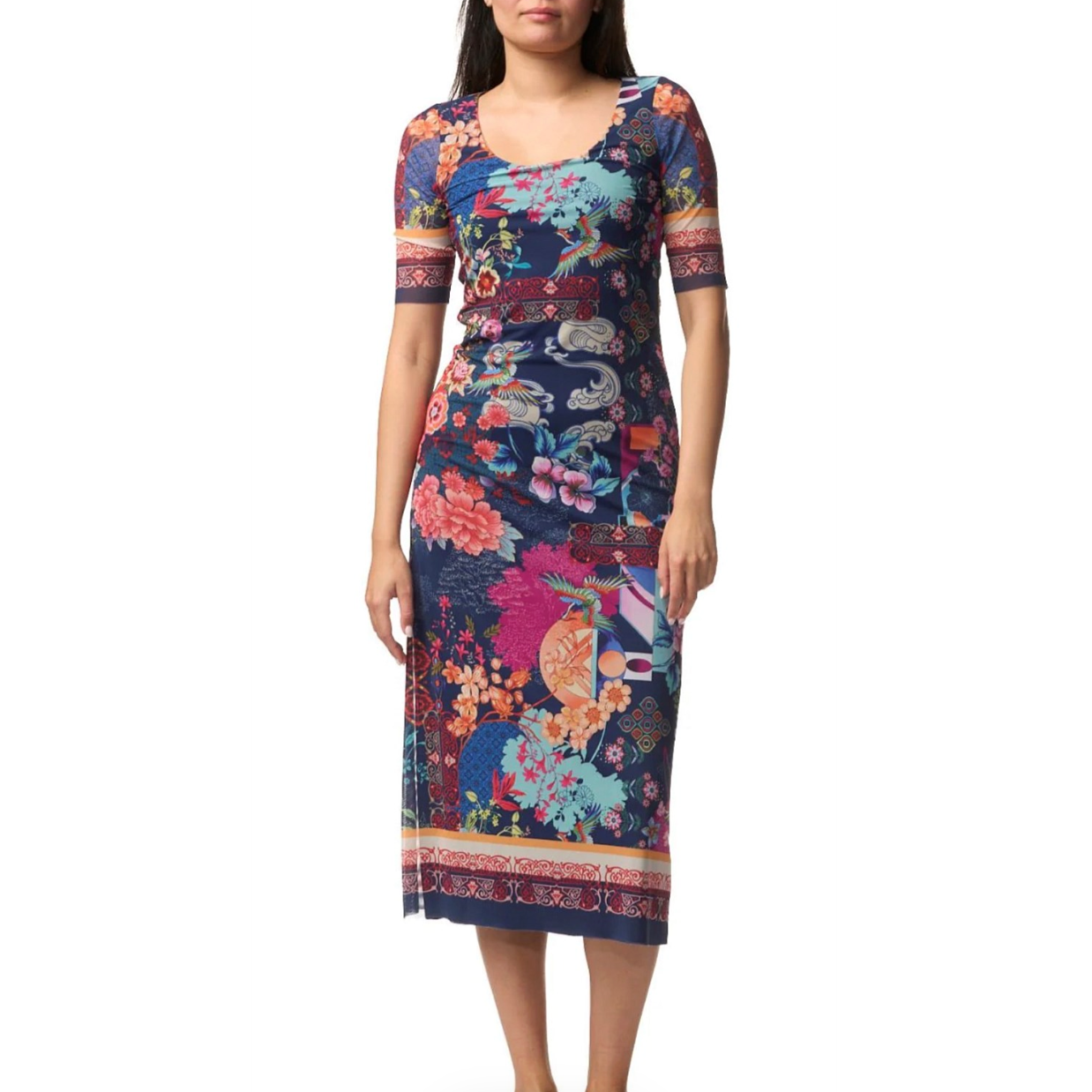 Johnny Was Maya Mesh Midi Dress - Dreamer Blu  Johnny Was Pisces Boutique