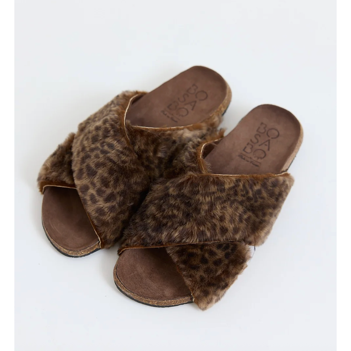 Bosabo Cross Over Slides - Mouton Leopard  Bosabo Pisces Boutique