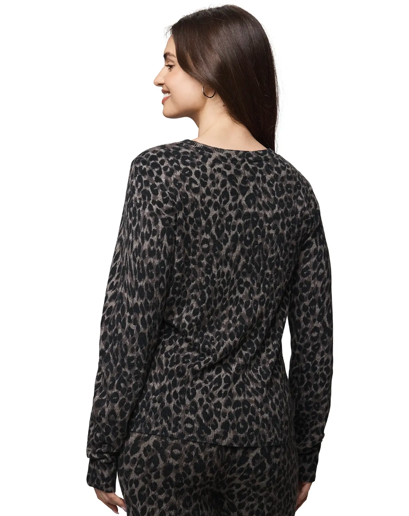 Splendid Crew Neck Sweater - Leopard