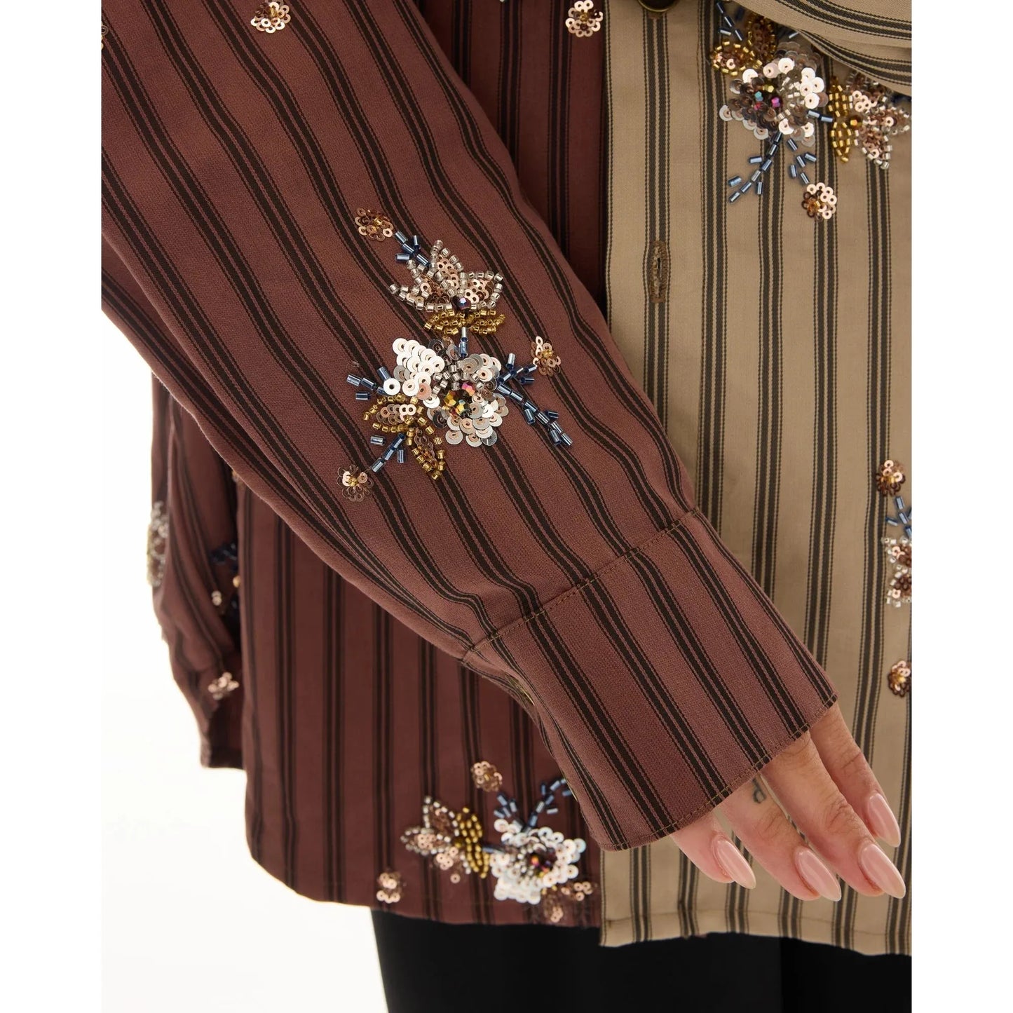 The Tales Embellished Half N Half Stripe Shirt