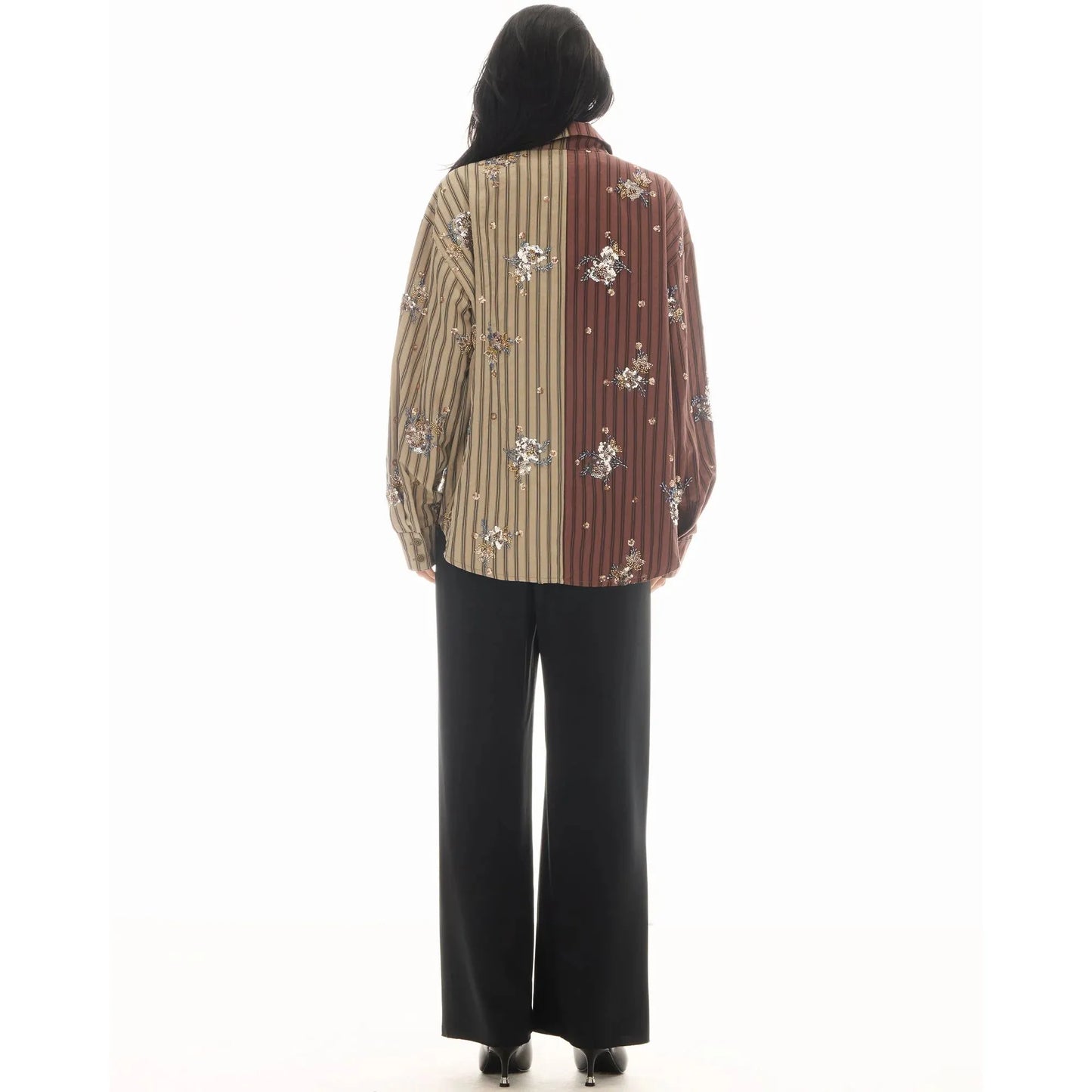 The Tales Embellished Half N Half Stripe Shirt