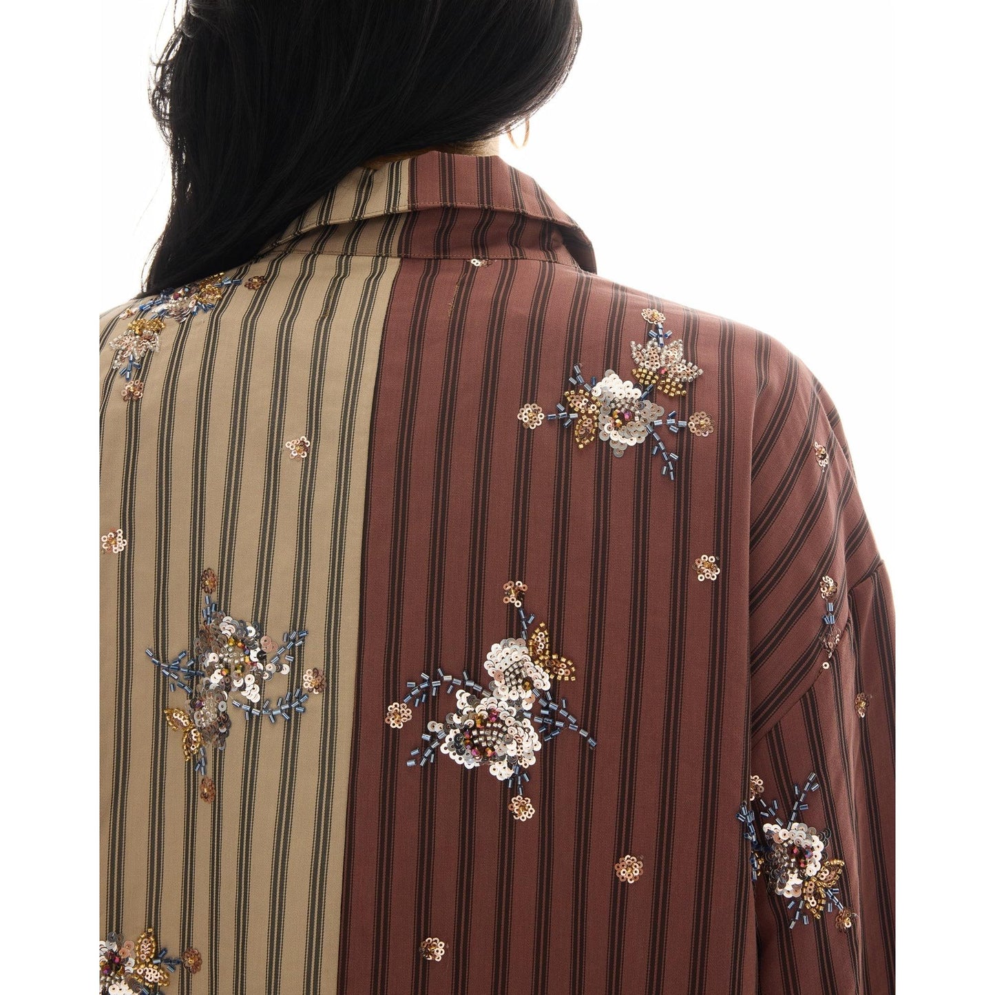 The Tales Embellished Half N Half Stripe Shirt