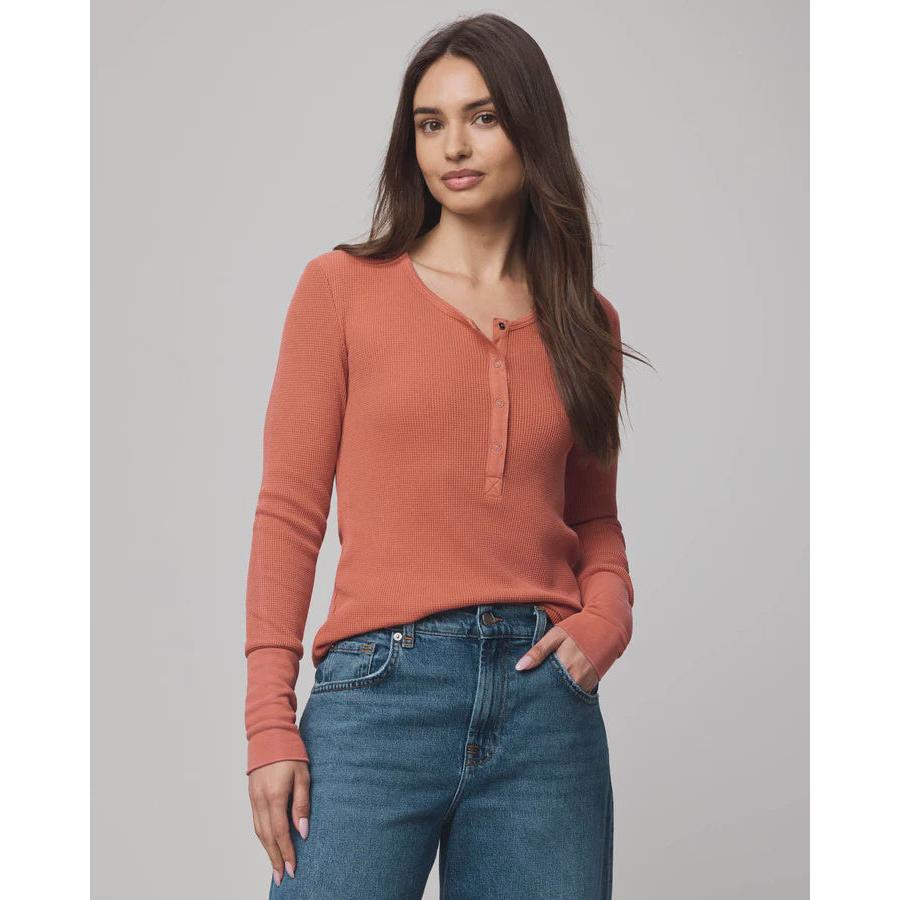 Splendid Thermal Forever Henley L/S Tee - Burnt Orange  Splendid Pisces Boutique