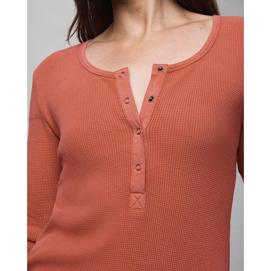 Splendid Thermal Forever Henley L/S Tee - Burnt Orange  Splendid Pisces Boutique