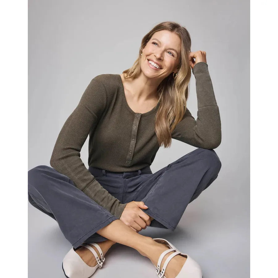 Splendid Thermal Forever Henley L/S Tee - Cedar Brown  Splendid Pisces Boutique