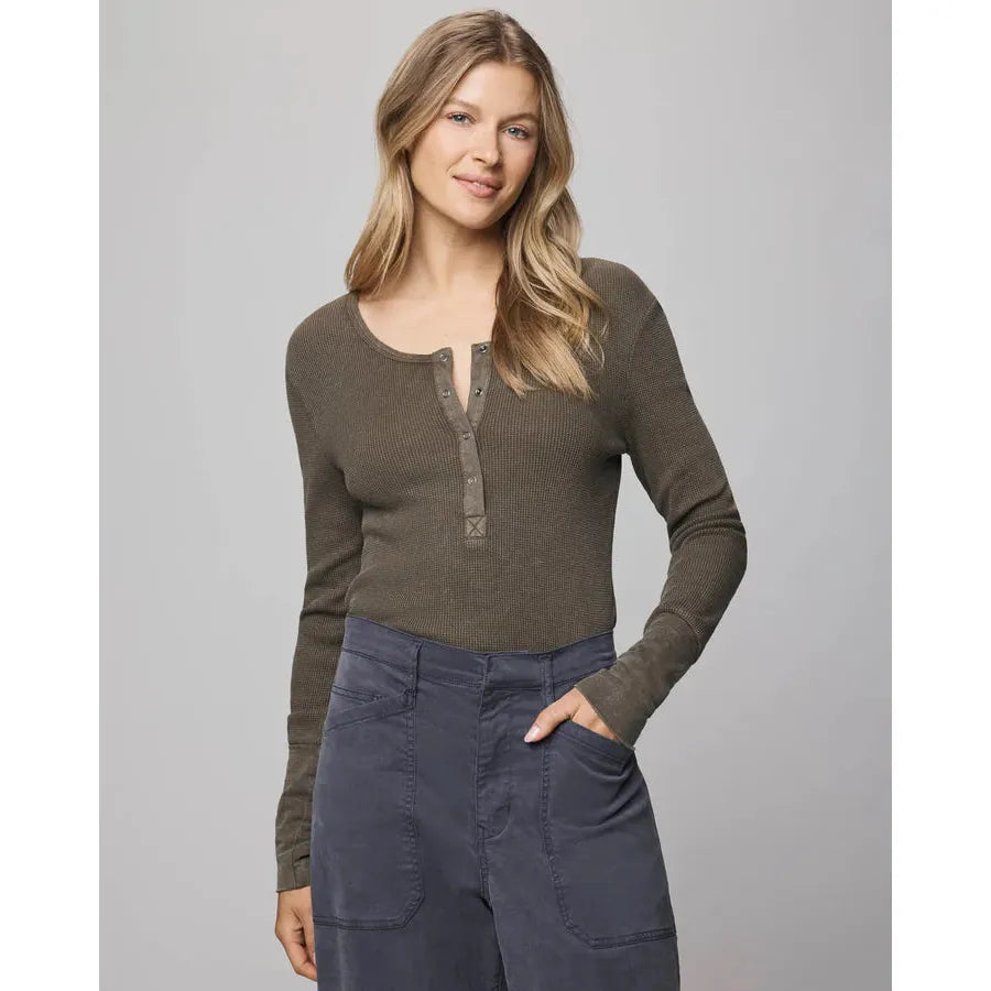 Splendid Thermal Forever Henley L/S Tee - Cedar Brown  Splendid Pisces Boutique