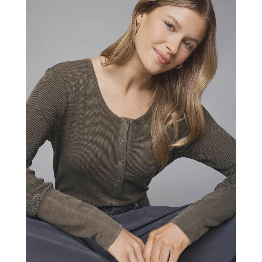 Splendid Thermal Forever Henley L/S Tee - Cedar Brown  Splendid Pisces Boutique