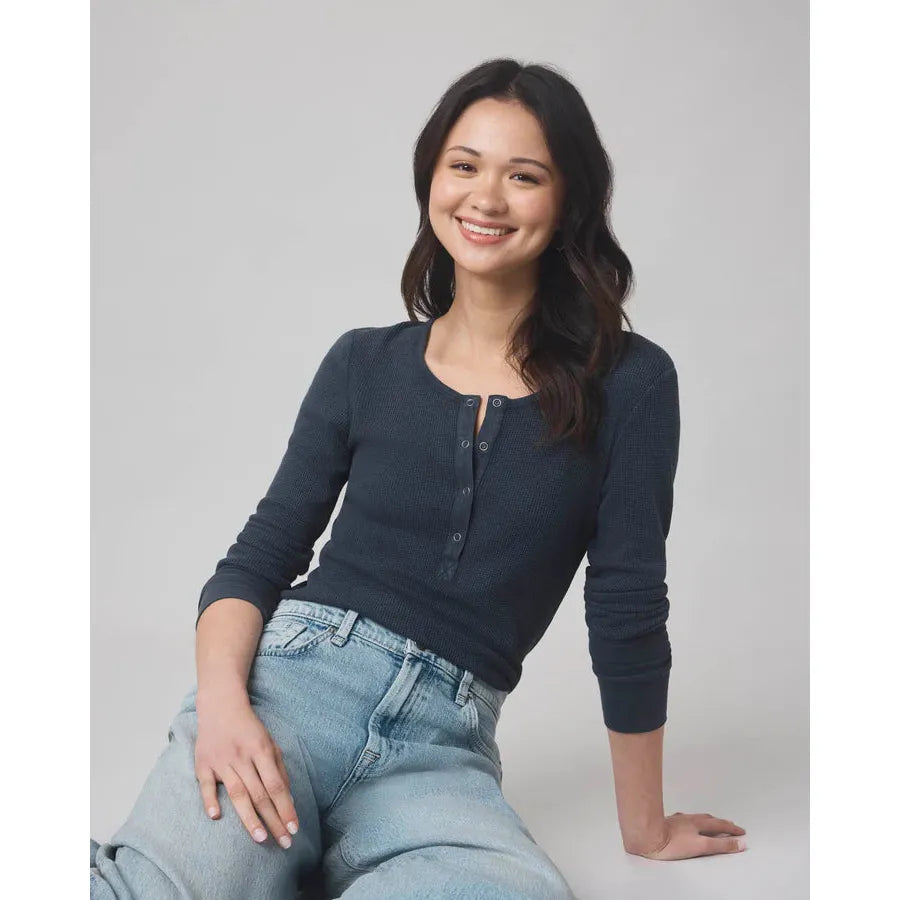 Splendid Thermal Forever Henley L/S Tee - Ice Navy  Splendid Pisces Boutique