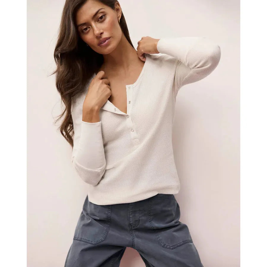 Splendid Thermal Forever Henley L/S Tee - Pale Oak Heather  Splendid Pisces Boutique