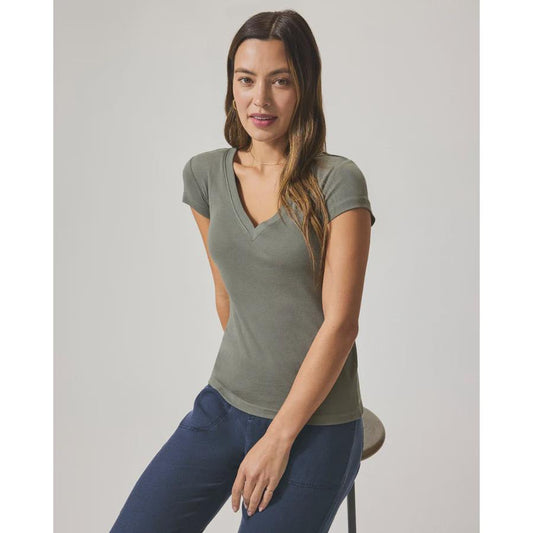 Splendid Faye V Neck Tee - Soft Fob