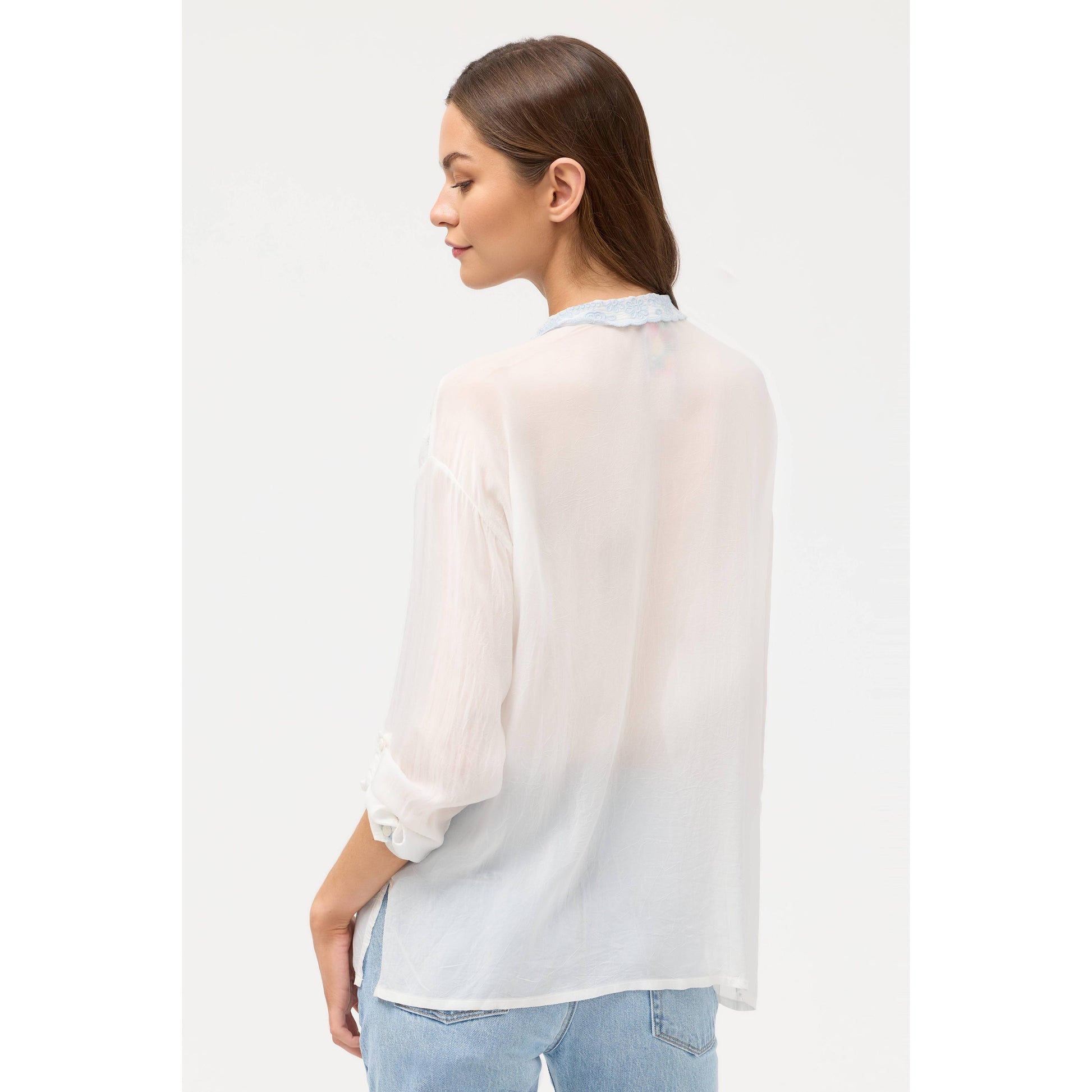 Johnny Was Slim Audrey Collared Shirt Bandana - White  Johnny Was Pisces Boutique