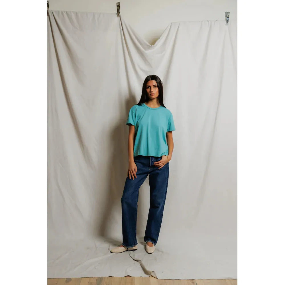 Perfect White Tee Harley Boxy Crew - Teal Blue  Perfect White Tee Pisces Boutique