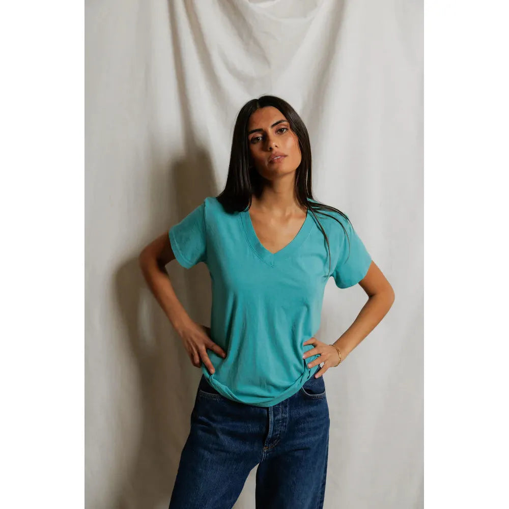 Perfect White Tee  Hendrix Boxy V - Teal Blue  Perfect White Tee Pisces Boutique