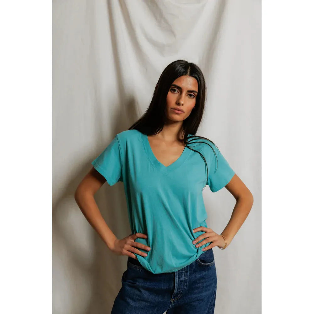 Perfect White Tee  Hendrix Boxy V - Teal Blue  Perfect White Tee Pisces Boutique
