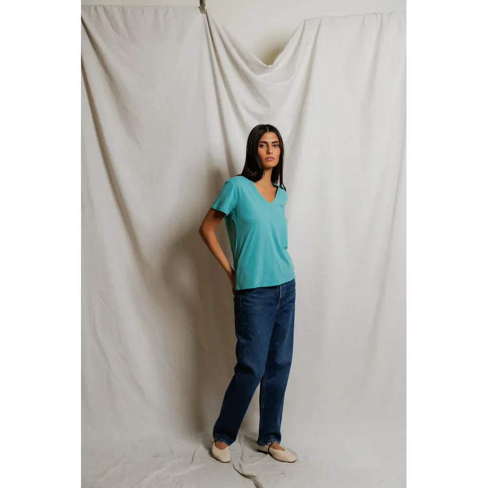 Perfect White Tee  Hendrix Boxy V - Teal Blue  Perfect White Tee Pisces Boutique