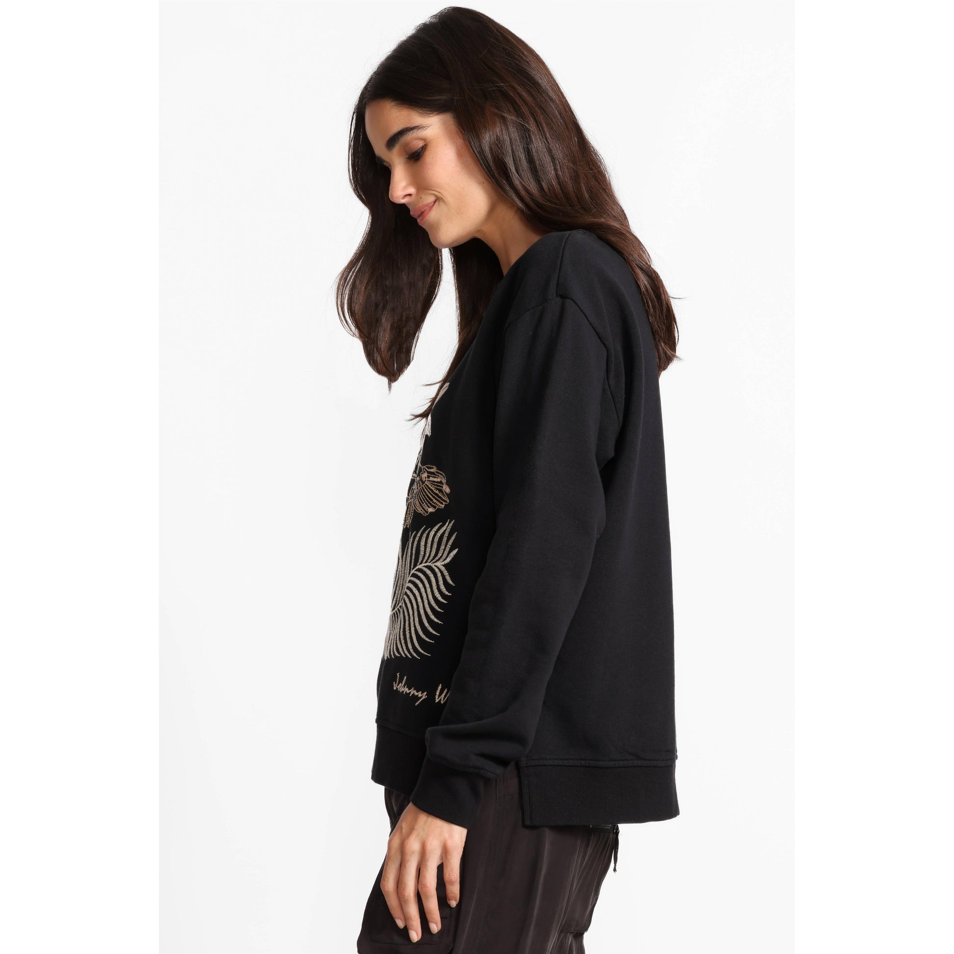 Johnny Was Pajaro Sweatshirt - Black  Johnny Was Pisces Boutique