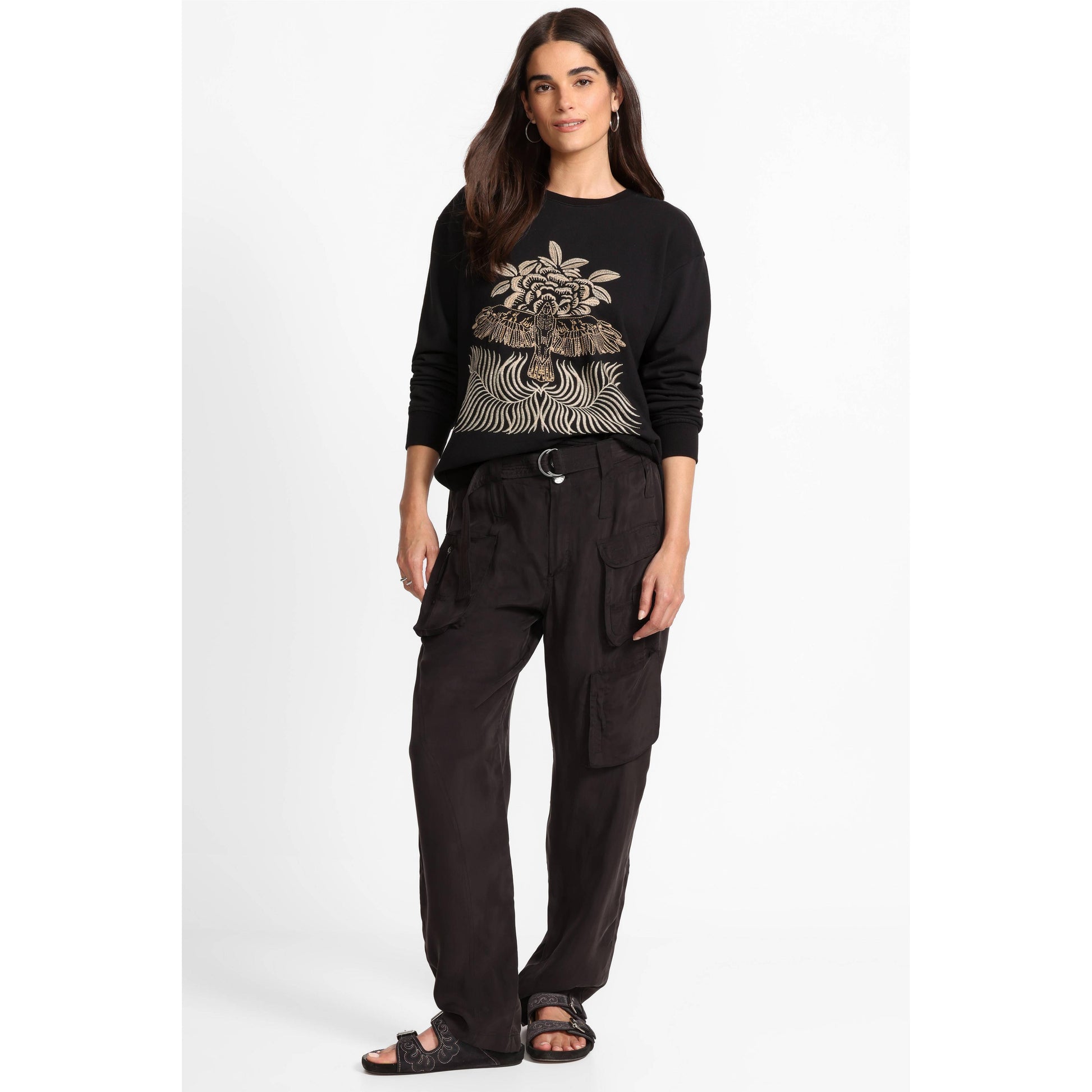 Johnny Was Pajaro Sweatshirt - Black  Johnny Was Pisces Boutique