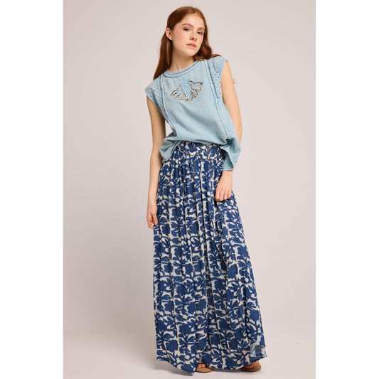 Louizon Kanopi Jupe Skirt - Mud Print Indigo