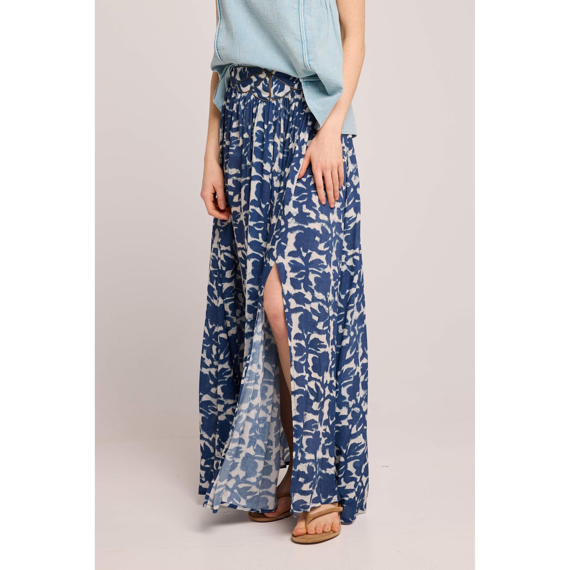 Louizon Kanopi Jupe Skirt - Mud Print Indigo