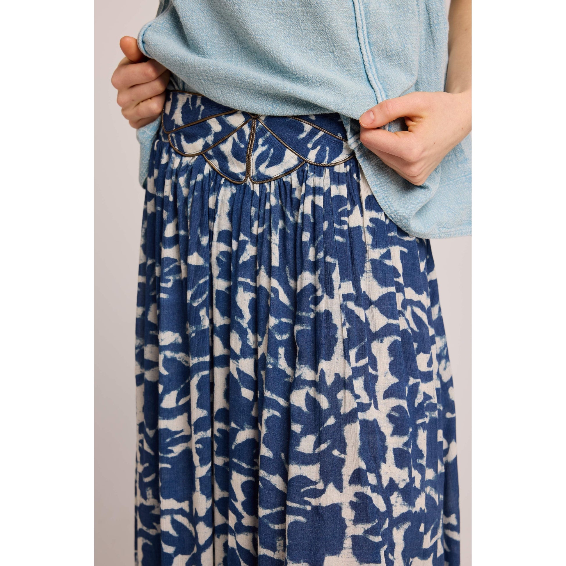 Louizon Kanopi Jupe Skirt - Mud Print Indigo