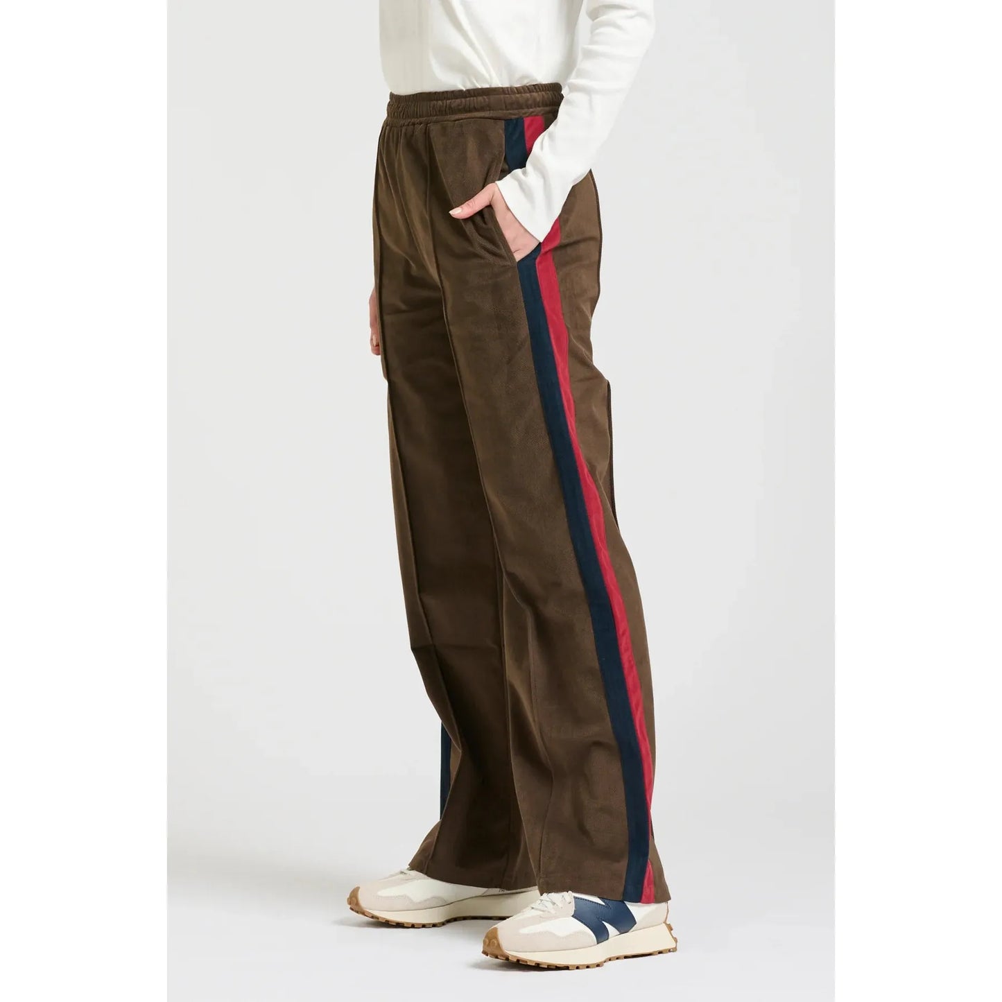 Shirty The Lucile Velvet Twill Pant - Choc Navy Ruby Stripe  Shirty Pisces Boutique