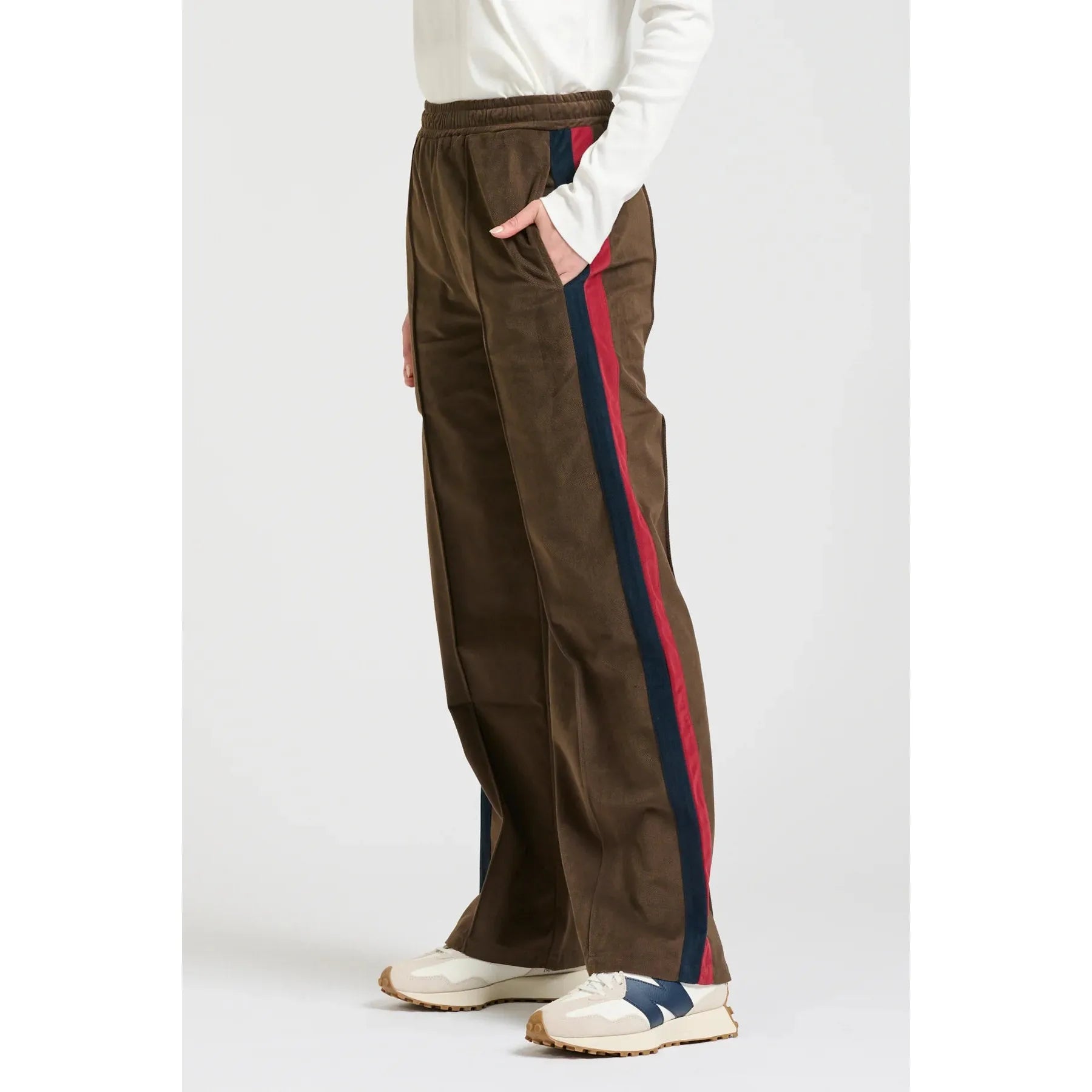 Shirty The Lucile Velvet Twill Pant - Choc Navy Ruby Stripe  Shirty Pisces Boutique