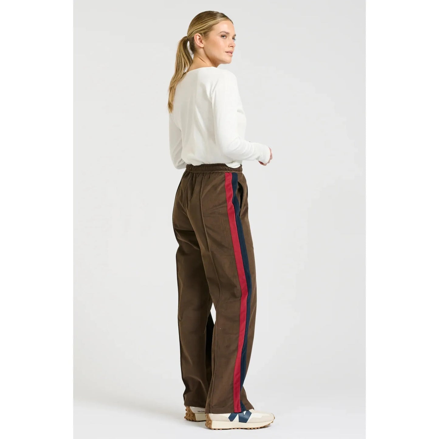 Shirty The Lucile Velvet Twill Pant - Choc Navy Ruby Stripe  Shirty Pisces Boutique
