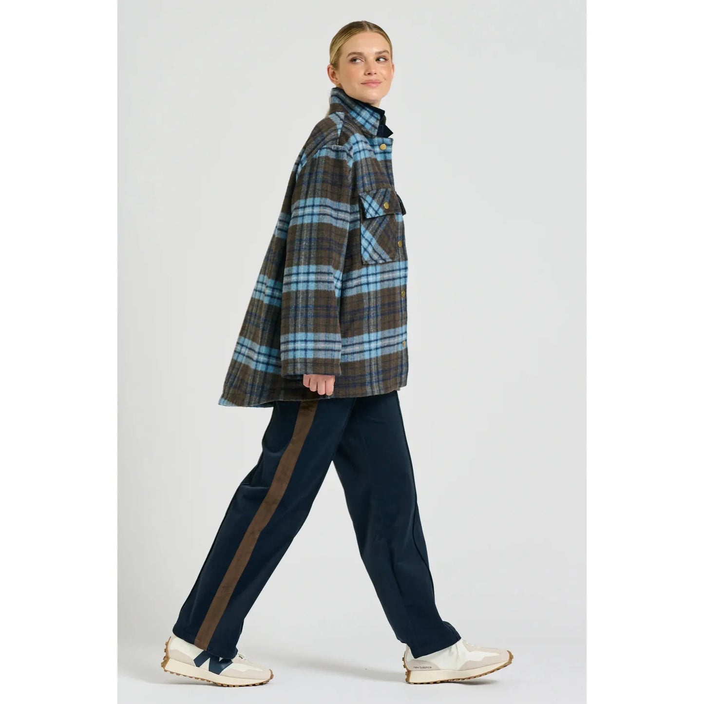 Shirty The Lucile Velvet Twill Pant - Navy Choc Stripe  Shirty Pisces Boutique
