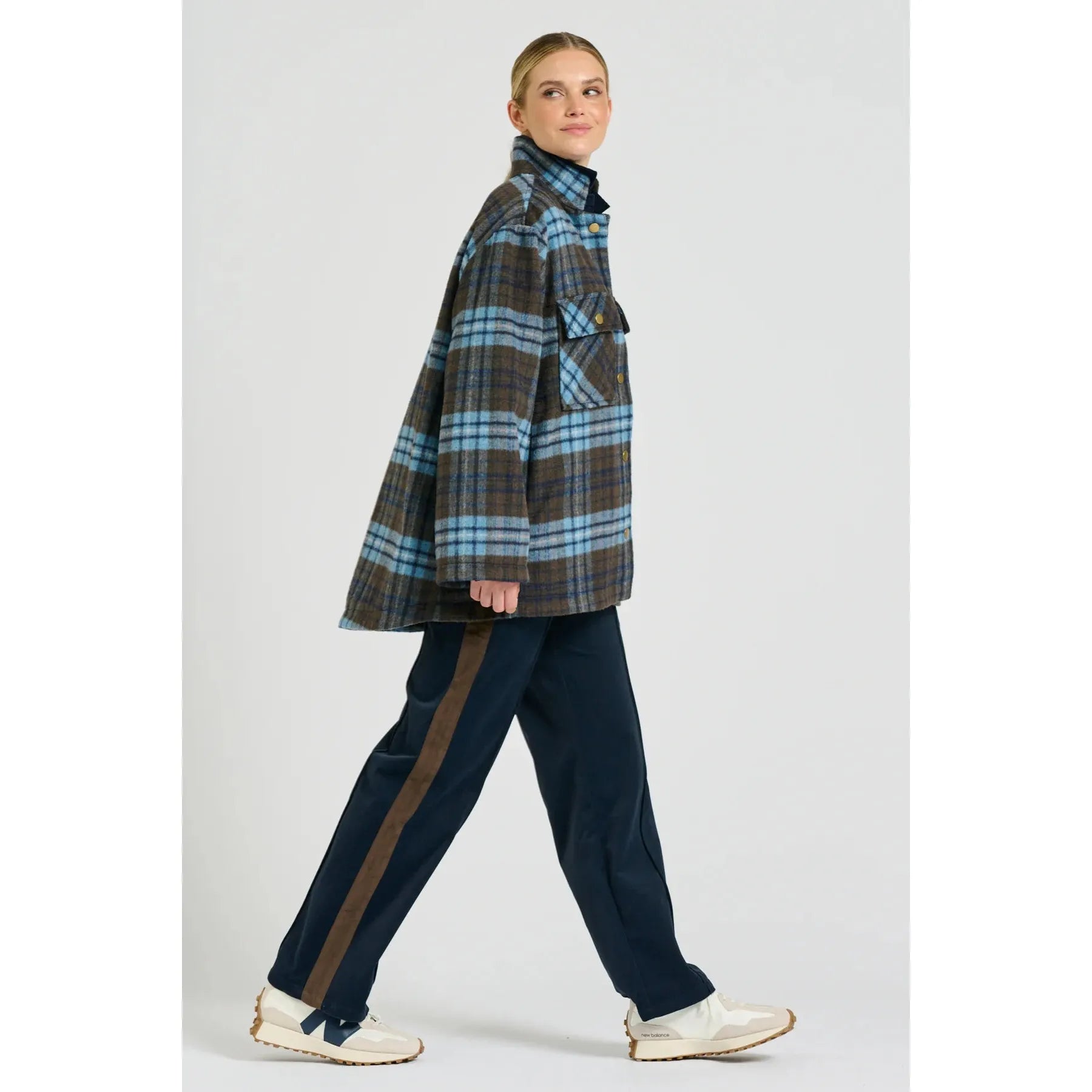 Shirty The Lucile Velvet Twill Pant - Navy Choc Stripe  Shirty Pisces Boutique