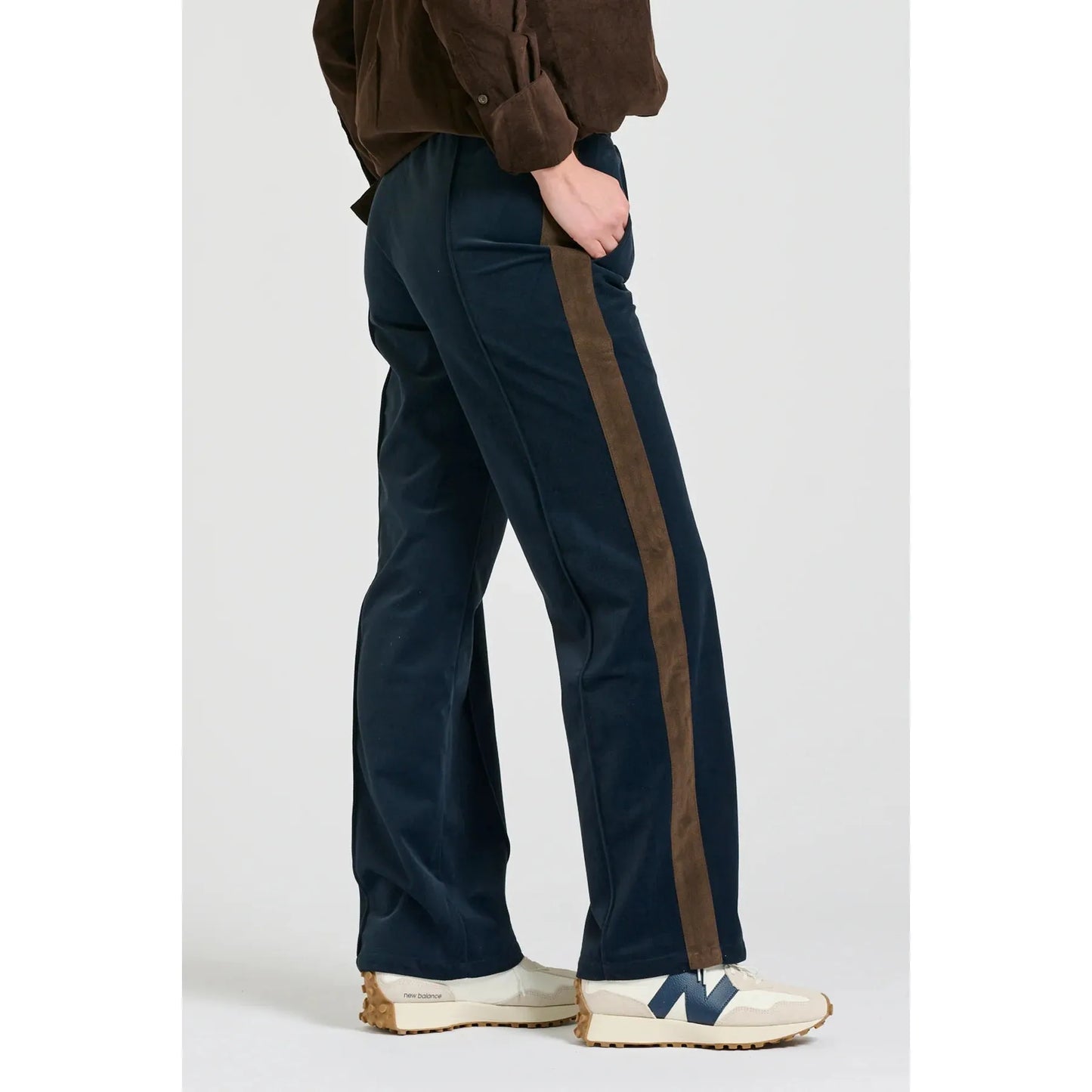 Shirty The Lucile Velvet Twill Pant - Navy Choc Stripe  Shirty Pisces Boutique