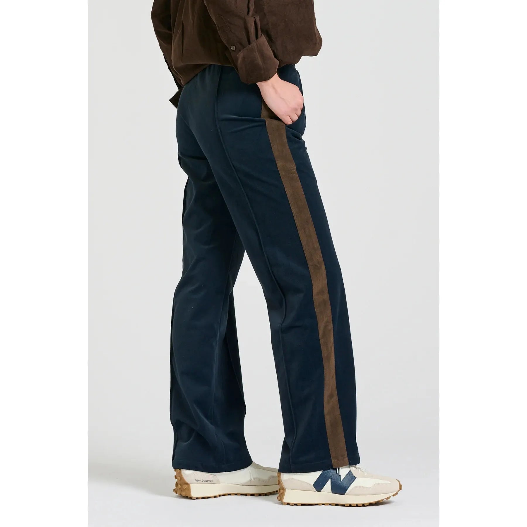 Shirty The Lucile Velvet Twill Pant - Navy Choc Stripe  Shirty Pisces Boutique