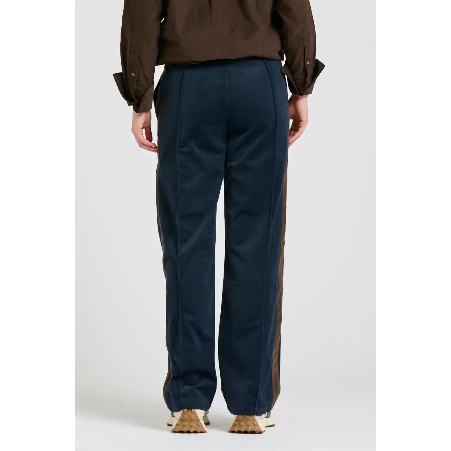 Shirty The Lucile Velvet Twill Pant - Navy Choc Stripe  Shirty Pisces Boutique