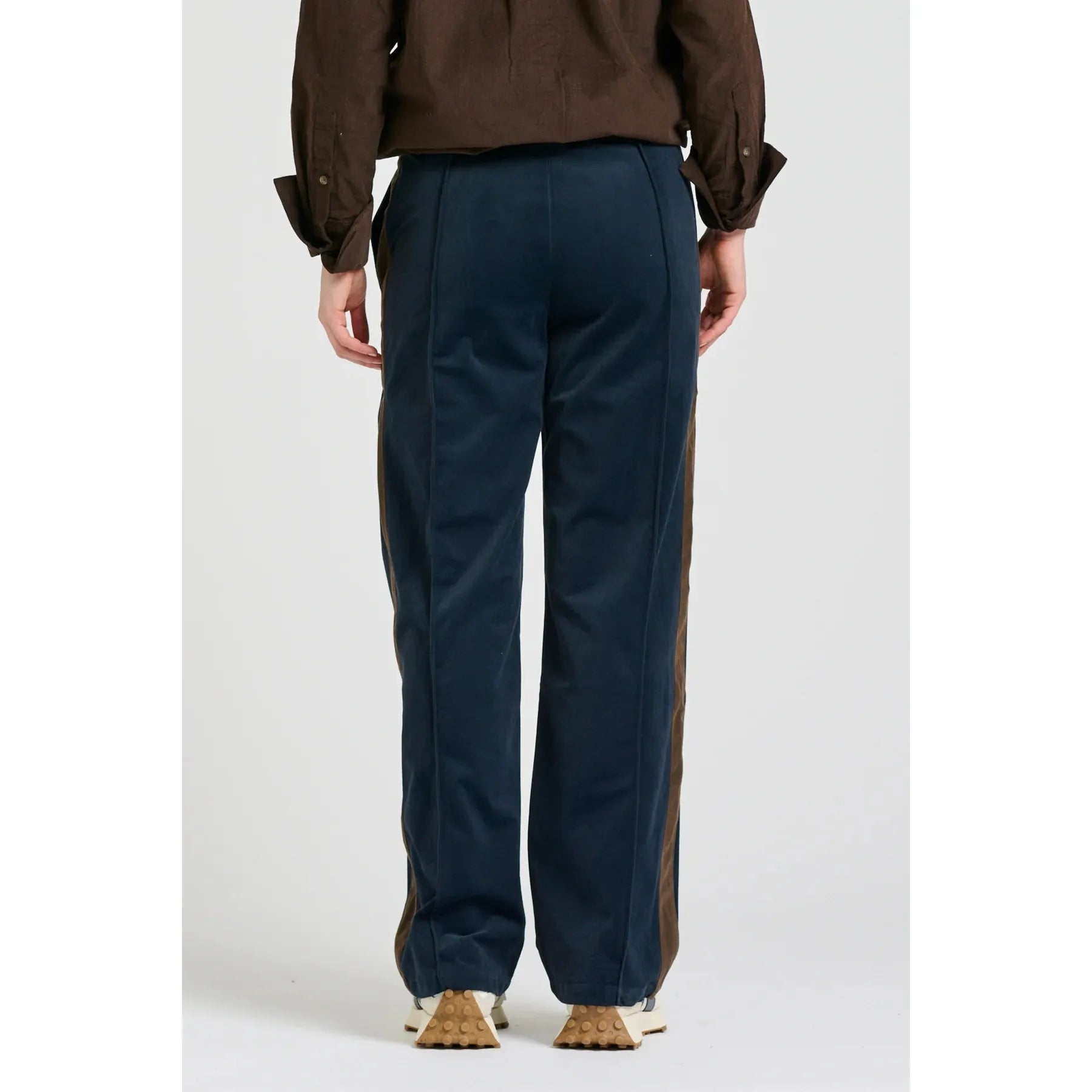 Shirty The Lucile Velvet Twill Pant - Navy Choc Stripe  Shirty Pisces Boutique