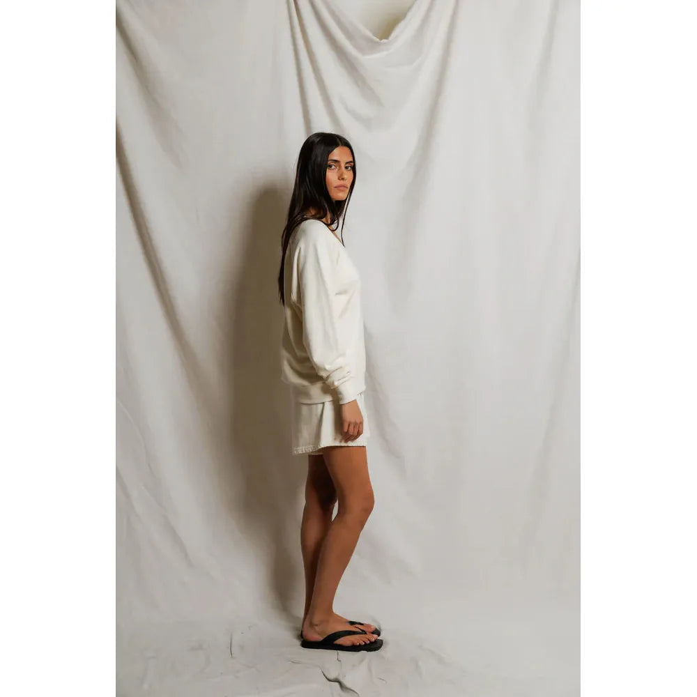 Perfect White Tee Sinead V Neck Sweat - Bright Ivory  Perfect White Tee Pisces Boutique