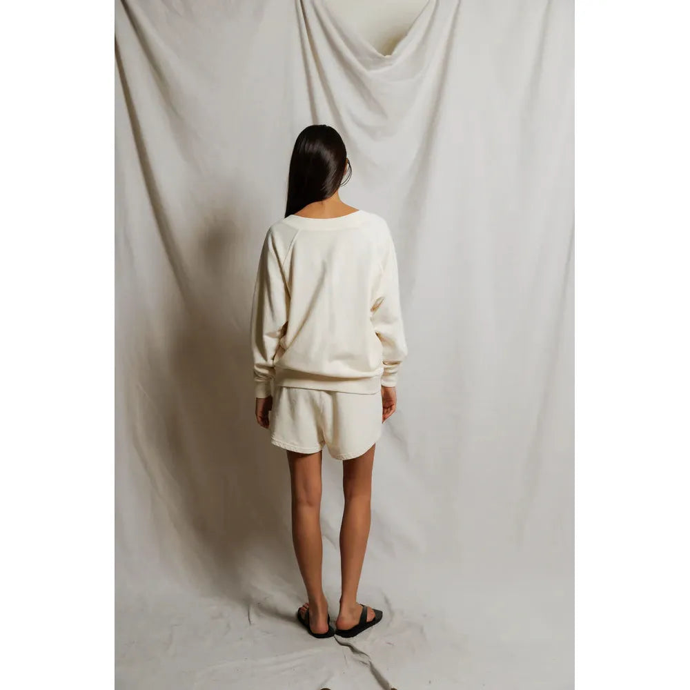 Perfect White Tee Sinead V Neck Sweat - Bright Ivory  Perfect White Tee Pisces Boutique