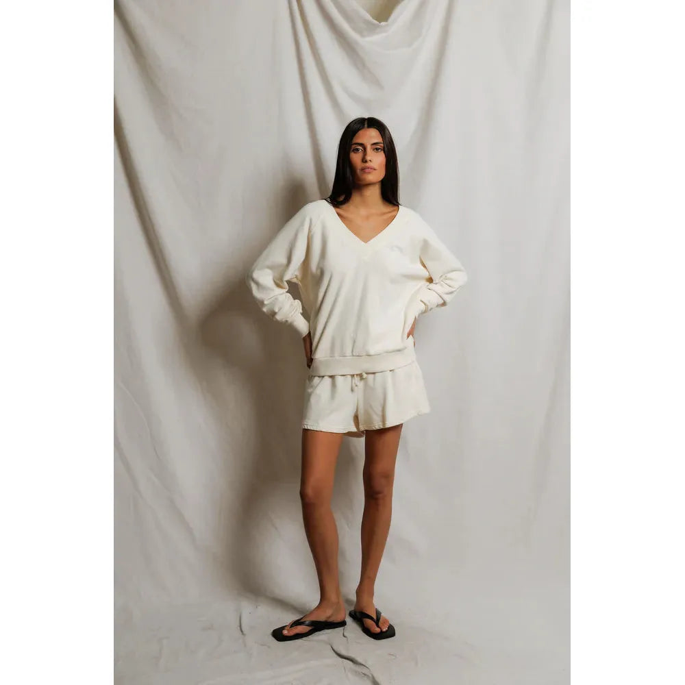 Perfect White Tee Sinead V Neck Sweat - Bright Ivory  Perfect White Tee Pisces Boutique