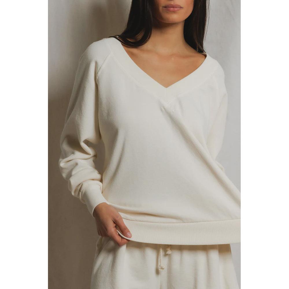 Perfect White Tee Sinead V Neck Sweat - Bright Ivory  Perfect White Tee Pisces Boutique