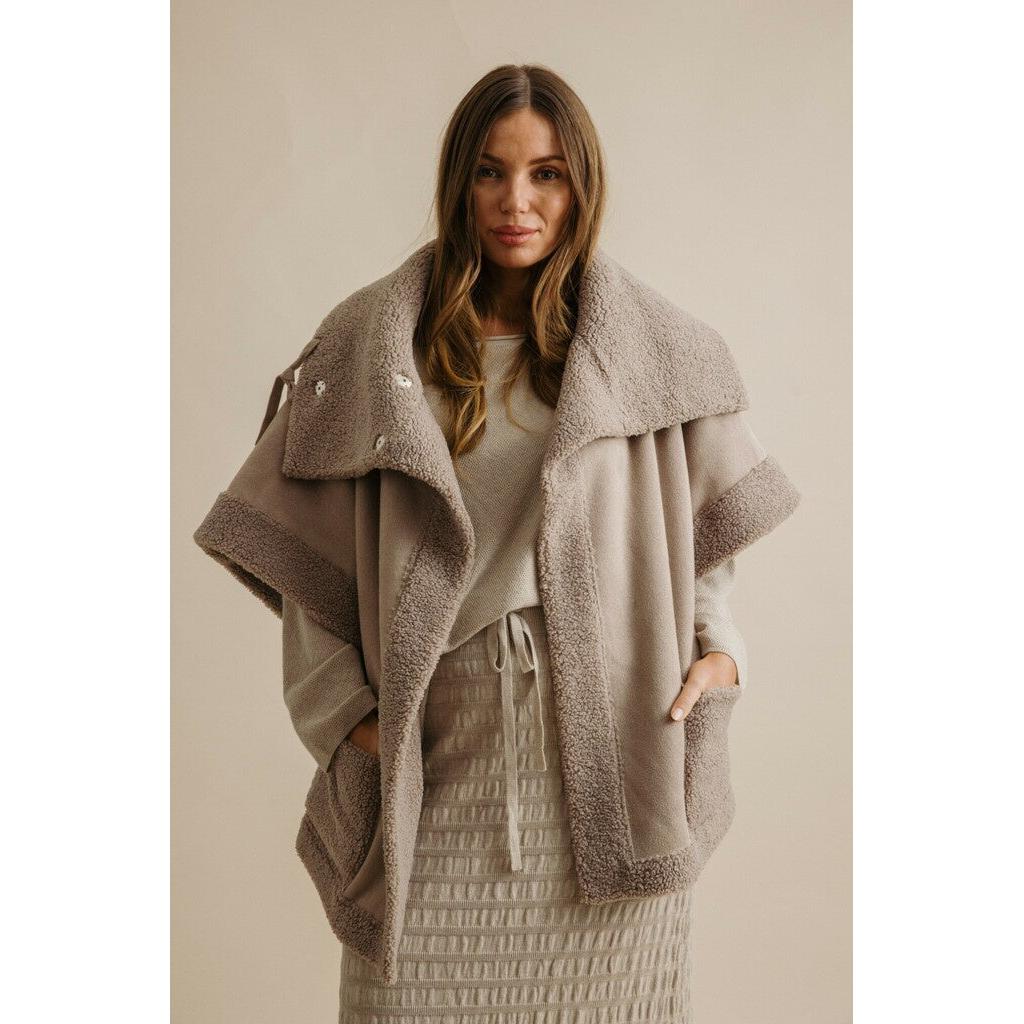 Talamaya Sherpa Cuddle Coat - Putty  Talamaya Pisces Boutique