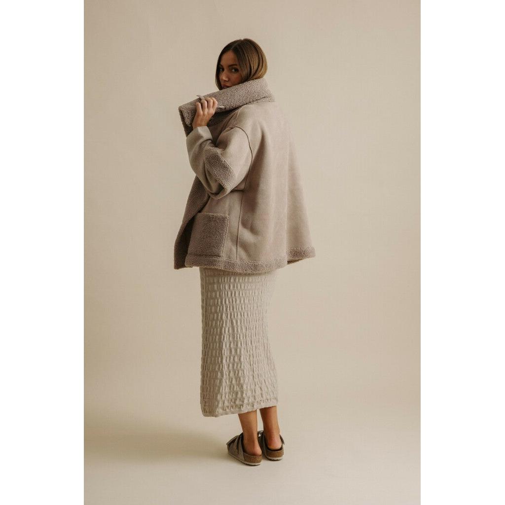 Talamaya Sherpa Cuddle Coat - Putty  Talamaya Pisces Boutique