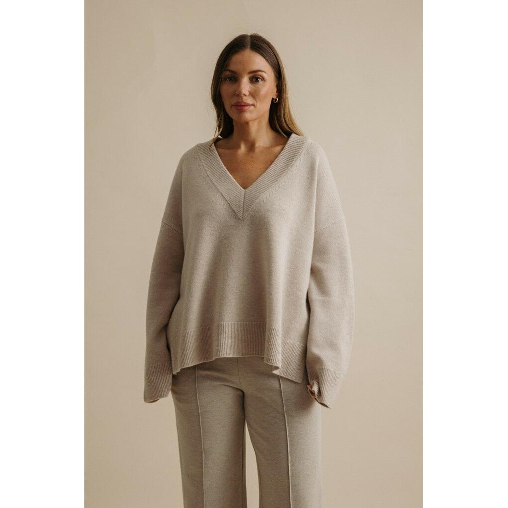 Talamaya Haven Merino V Pullover - Wheat  Talamaya Pisces Boutique