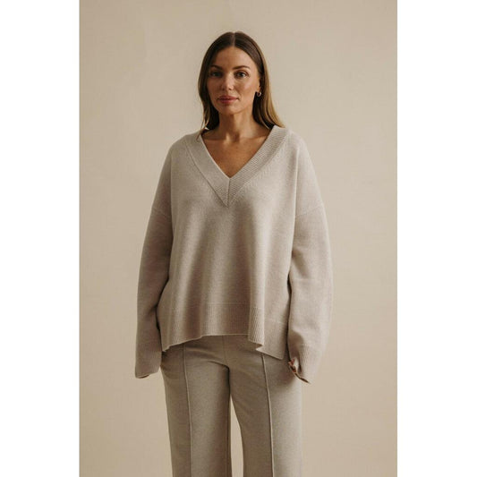 Talamaya Haven Merino V Pullover - Wheat  Talamaya Pisces Boutique