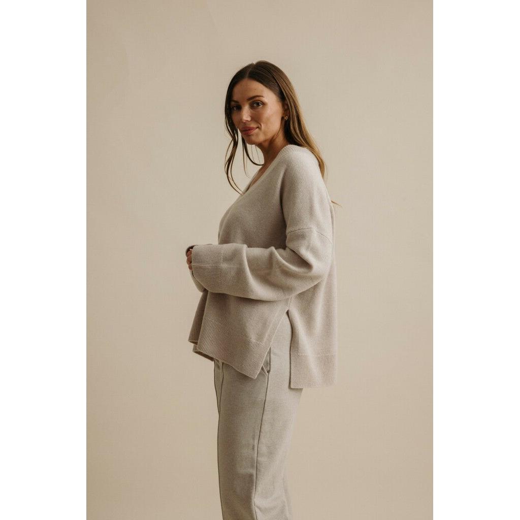 Talamaya Haven Merino V Pullover - Wheat  Talamaya Pisces Boutique