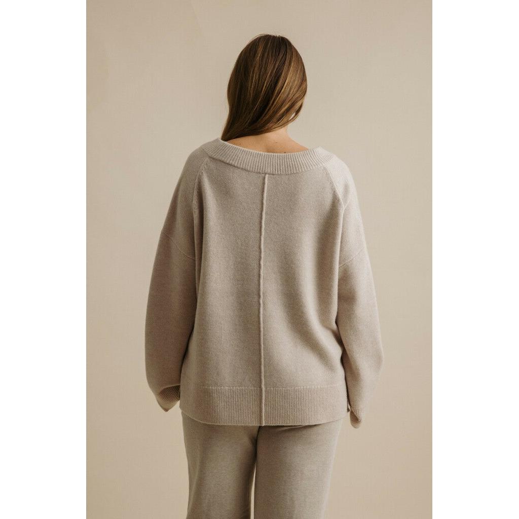 Talamaya Haven Merino V Pullover - Wheat  Talamaya Pisces Boutique