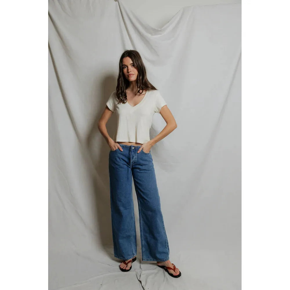 Perfect White Tee Val Hemp Cotton V Neck Tee - Natural  Perfect White Tee Pisces Boutique