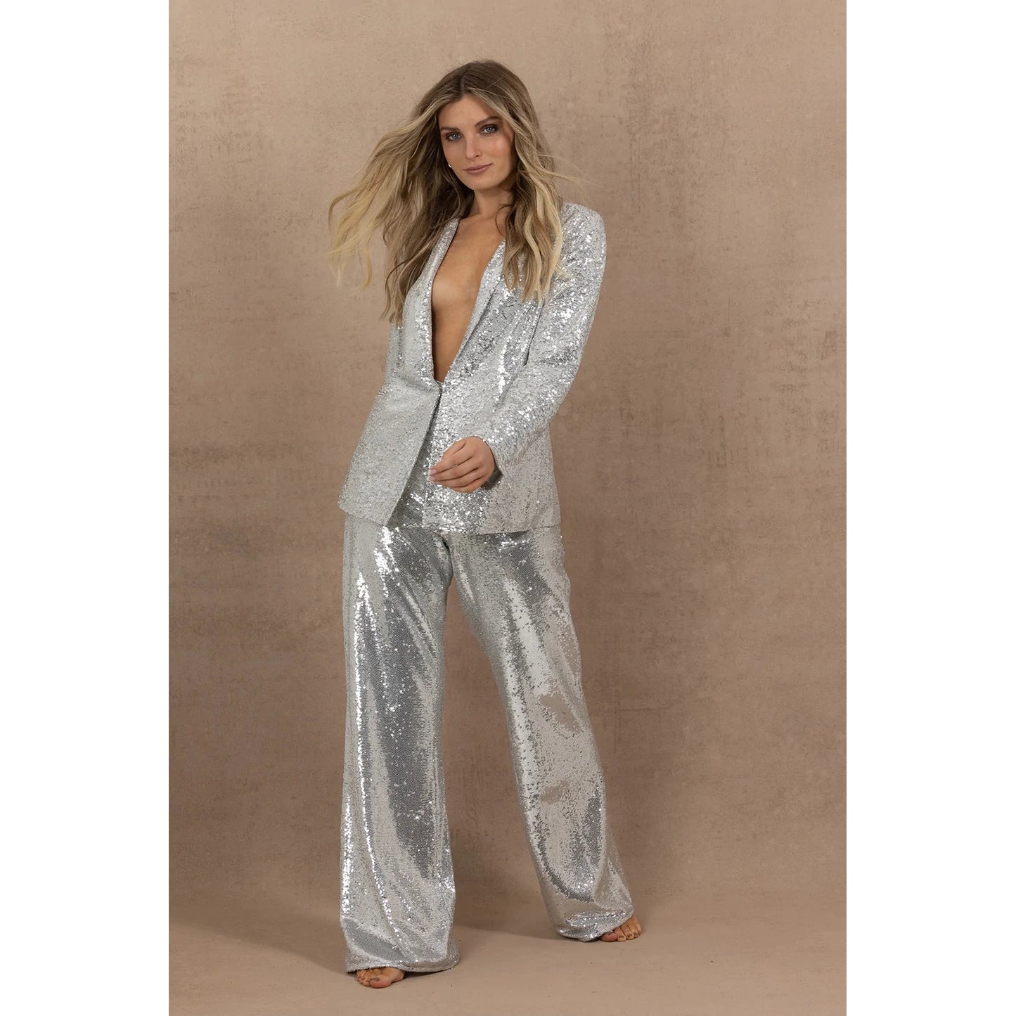 Joey the Label Sequin Tuxedo Jacket - Silver  Joey the Label Pisces Boutique