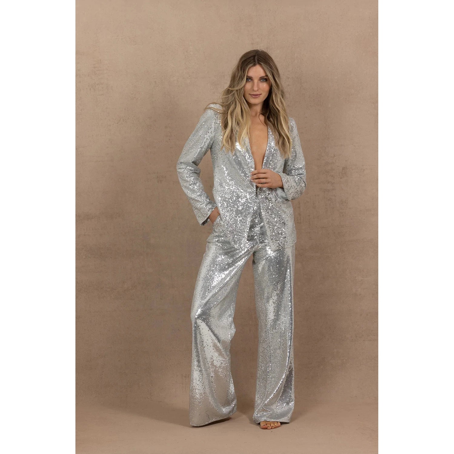 Joey the Label Sequin Tuxedo Jacket - Silver  Joey the Label Pisces Boutique